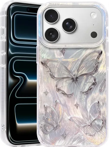 Vista 100 de I-MGAE-IN-AR Funda compacta para iPhone 11, diseño de mariposa, marco de protección de lente de cámara con diamante 3D, bonitas fundas protectoras