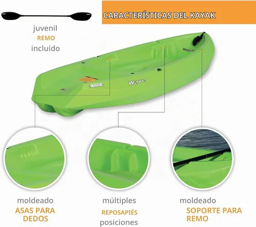 Vista 6 de Lifetime Youth Kayak de olas de 6 pies con paleta Verde