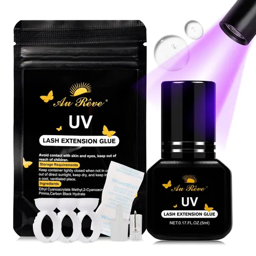 Vista 7 de Pegamento de extensión de pestañas UV – 0.1 onzas líquidas de curado por luz, pegamento extra fuerte para pestañas UV, adhesivo de 1 segundo