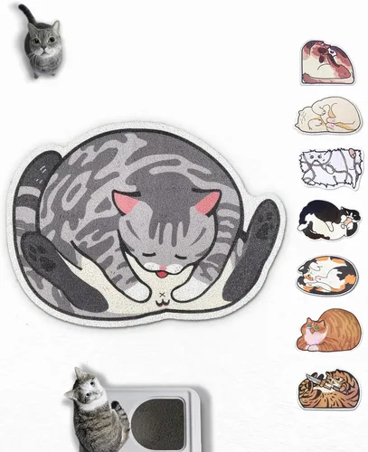 Vista 10 de Lukamoo® Bonita alfombra de arena para gatos (30 x 20 pulgadas), grande/L, para arena de gatitos y bonita caja de arena para gatos, alfombrilla