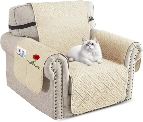 Vista 12 de XINEAGE - Funda 100% impermeable para silla y sofá para mascotas, funda antideslizante para sofá lavable, funda para silla con 1 cojín, protector