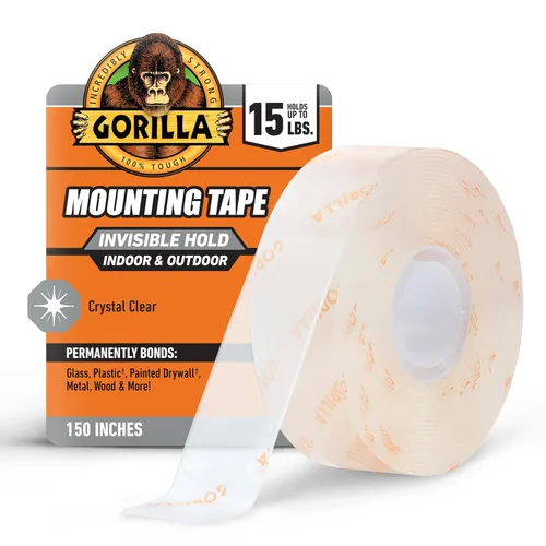 Vista 7 de Gorilla Cinta de montaje resistente y transparente de doble cara, cinta transparente, 1 x 150 pulgadas, resistente a la intemperie para interiores