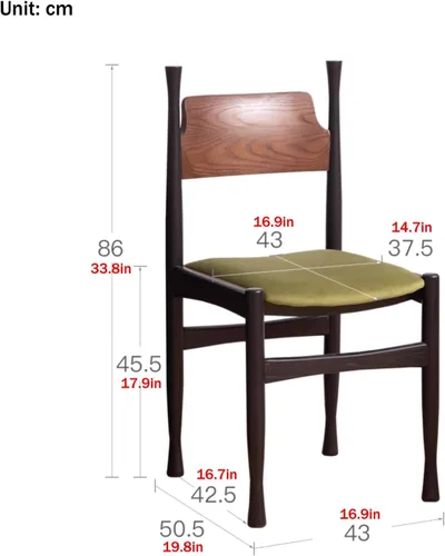 Vista 2 de Sillas de comedor, modernas sillas de comedor de madera, silla de cocina tapizada, taburete sin brazos de granja, silla ocasional para cocina, sala