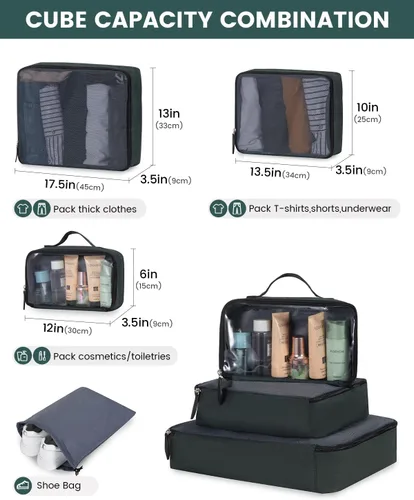 Vista 7 de LOVEVOOK Mochila de transporte grande de 45 litros para mujeres y hombres, aprobada por aerolíneas, mochilas de maleta grande expandible con 4 cubos