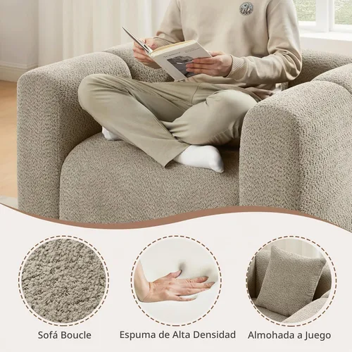 Vista 4 de VANOMi Sillón de gran tamaño de 42 pulgadas de ancho con almohada, color gris pardo Topo