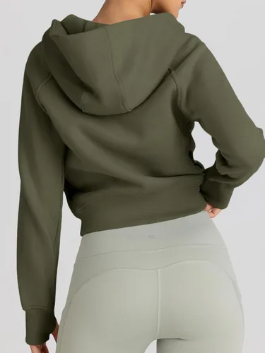 Vista 5 de Trendy Queen Sudaderas con capucha y cremallera para mujer, chaquetas Verde Armada (ArmyGreen)