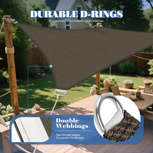 Vista 4 de ECOOPTS Toldo rectangular para patio, pérgola, jardín, tela HDPE con 95% de bloqueo UV (10 x 11 pies 10 pulgadas, marrón)