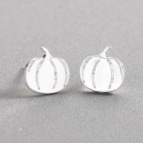 Vista 2 de Collar con colgante de calabaza pequeña para mujer, joyería de fiesta de Halloween, aretes de otoño y otoño, regalo del día de Acción de Gracias