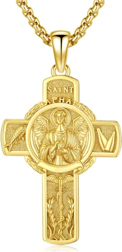 Vista 61 de 925 Sterling Silver Patron Saint Amulet Necklace for Men Women plateado