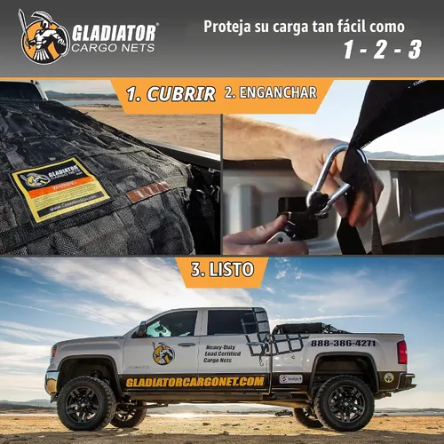 Vista 9 de RED DE CARGA GLADIATOR - Red de carga resistente - (WLL): 1,500 lbs - Accesorio para camioneta - Portador de carga - Organizador de camión