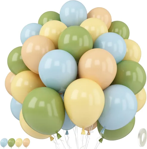 Vista 19 de Globos rosa y dorado, globo de látex rosa claro pastel de 12 pulgadas y blanco arena perla con globo metálico dorado champán beige para princesas