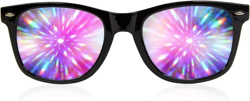 Vista 14 de Gafas de sol con difracción. Efecto prisma 3D de caleidoscopio multicolor. Gafas delirantes de GloFX.