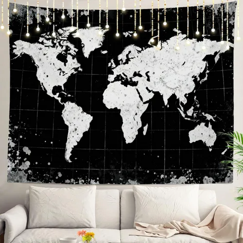 Vista 39 de Shrahala Tapiz de pared de hojas de arce otoñal, hojas rojas llameantes, fondo negro, tapiz grande para colgar en la pared, tapiz decorativo