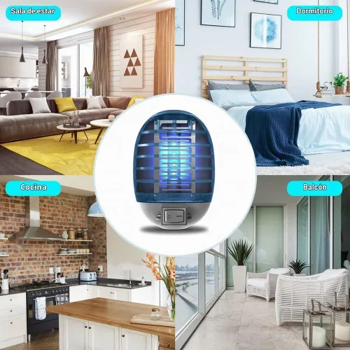 Vista 4 de Exterminador de insectos para interiores, mini trampa cazamoscas para interiores, exterminador electrónico de mosquitos y moscas de la fruta
