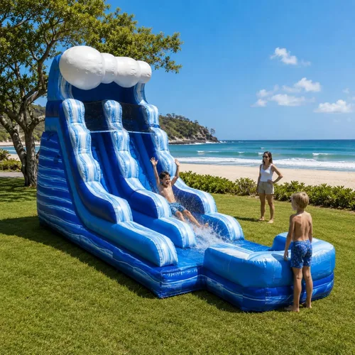 Vista 15 de TentandTable Tobogán acuático inflable para niños y adultos, diversión acuática gigante de grado comercial, incluye soplador de aire eléctrico, 35