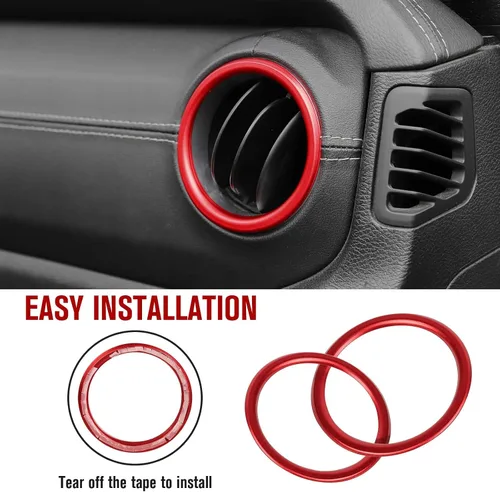 Vista 6 de Jimen para anillo de ventilación de aire acondicionado JL, 4 piezas de cubiertas de salida de aire acondicionado para consola central y tablero, Rojo