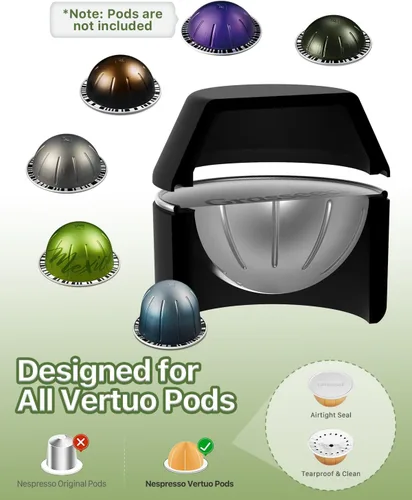 Vista 2 de Grasseed Kit de cápsulas reutilizables VertuoLine para cápsulas Nespresso con 50 tapas de sellos de papel de aluminio, cápsulas de café recargables