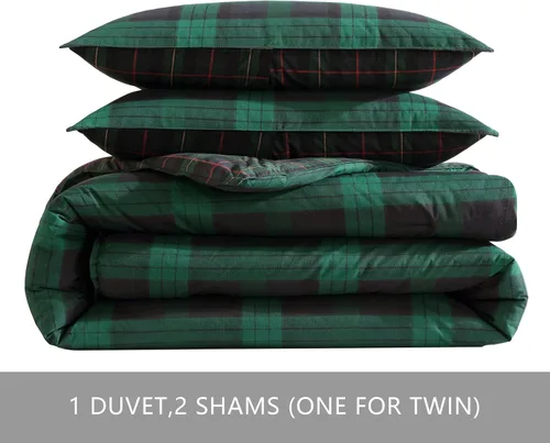 Vista 5 de Eddie Bauer - Juego de funda de edredón tamaño Queen, ropa de cama reversible de algodón con fundas a juego, juego de ropa de cama a cuadros
