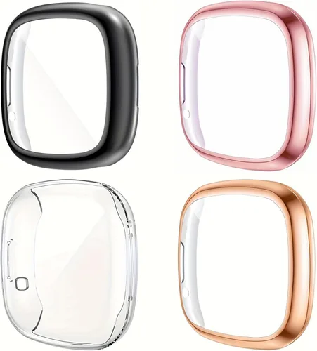 Vista 10 de Rc-Z [Paquete de 4] Funda protectora de pantalla para Fitbit Versa 4/Fitbit Sense 2, TPU antiarañazos, cubierta completa, accesorios