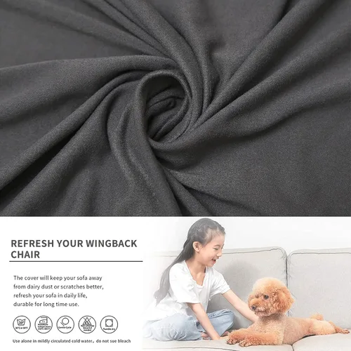 Vista 18 de Eco-Ancheng Funda para silla Wingback, 2 piezas, respaldo de ala, fundas de elastano para sillón con respaldo de ala, fundas para sillón con parte