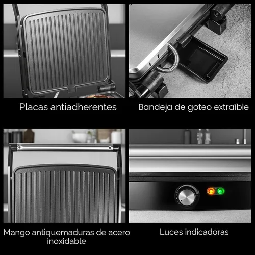 Vista 7 de OSTBA Panini - Parrilla de prensa, sandwichera de 4 rebanadas con placas