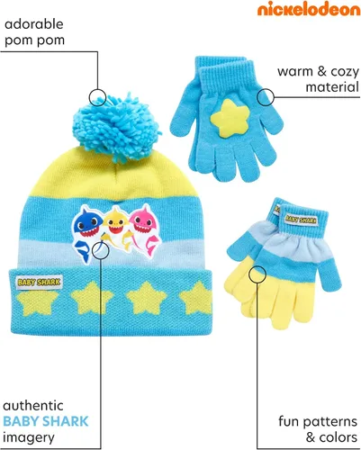 Vista 2 de Nickelodeon Conjunto de 2 pares de guantes de invierno para bebé y tiburón para niños niño