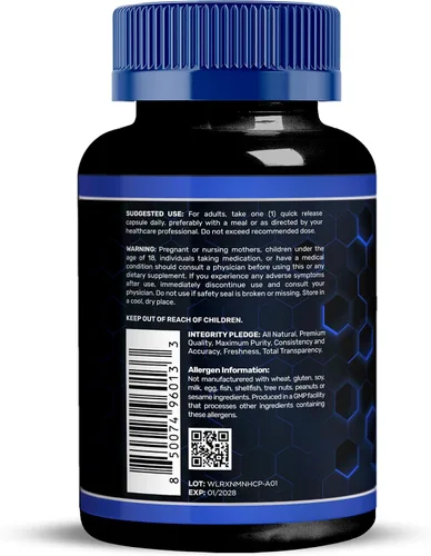 Vista 11 de WELLNESS LABSRX NMNH 650 mg por porción - Mononucleótido de dihidronicinamida - Apoya los niveles de NAD+ - 90 cápsulas vegetales - Suministro