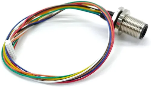 Vista 5 de Elecbee Código masculino del conector A del soporte del panel de M12 8Pin con los alambres terminales los 30CM AWG24 para la señal y el escudo