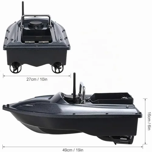 Vista 3 de Barco de cebo a control remoto para pesca, rango de 547 yardas, carga de 4.4 lbs, retorno automático, larga duración de la batería, perfecto
