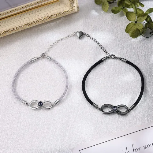 Vista 6 de Nameinhea Pulsera personalizada con imagen en el interior, pulsera de proyección de fotos, pulsera personalizada con foto conmemorativa para novia