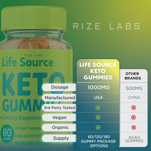 Vista 6 de rize labs - Life Source Keto ACV Gummies para pérdida de peso avanzada con vinagre de sidra de manzana, suplemento ayuda a reducir la grasa