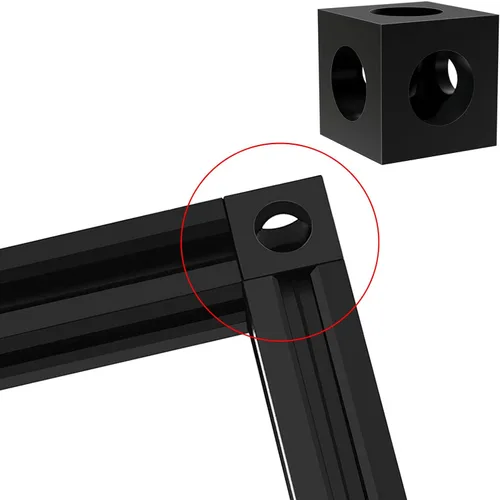 Vista 2 de Create idea 8 conectores de esquina de cubo de tres vías, cubos de soporte de esquina negros para todos los perfiles de extrusiones de aluminio