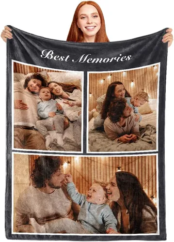 Vista 8 de ShineSand Manta personalizada con foto, manta de fotos personalizada con texto de nombre, manta divertida personalizada, manta de forro polar