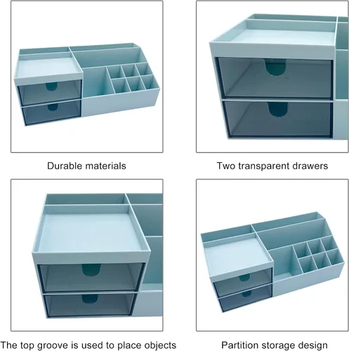 Vista 5 de Organizador de maquillaje de tocador Marknor, organizador/caja de almacenamiento de cosméticos, almacenamiento de escritorio mini para suministros