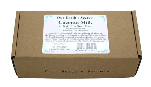 Vista 3 de Our Earth's Secrets Leche de coco - 2 libras Base de jabón para derretir y verter