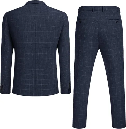 Vista 2 de COOFANDY Trajes ajustados de 3 piezas para hombre, con un botón, chaleco, pantalones de traje con corbata