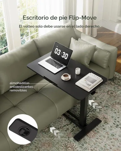 Vista 6 de FLEXISPOT H7 PRO Mesa de pie móvil ajustable para cama con ruedas neumáticas, mesa para laptop portátil, inclinable 90°, carro para computadora