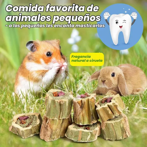 Vista 6 de Abizoo Juguetes masticables de conejo para conejo, madera de papaya natural, golosinas masticables con heno de alfalfa orgánica, zanahoria seca