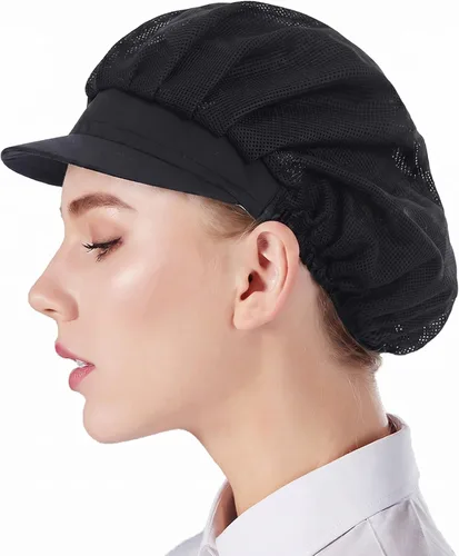 Vista 19 de Nanxson 3 piezas Gorra de chef para cocina, gorro de cocina, redes para el cabello de malla, servicio de alimentos CF9033 Negro*3 piezas