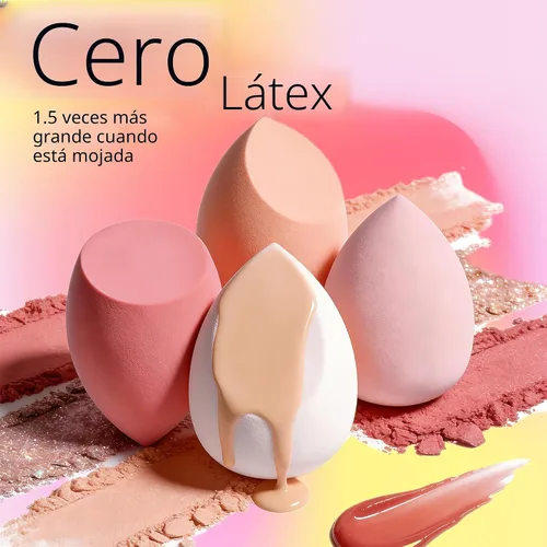 Vista 4 de Juego de esponjas de maquillaje BS-MALL con estuche de almacenamiento, 7 piezas para líquidos, crema y polvo, base SAVE con 1 mini esponja de A-Rosa