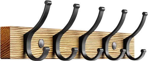 Vista 11 de Optish Perchero para colgar en la pared, ganchos de madera de 16.5 pulgadas, ganchos de pared para colgar, perchero para colgar sombreros, bolsos