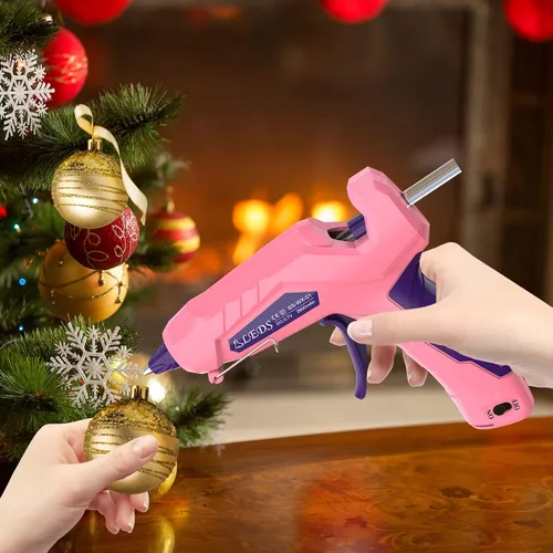 Vista 7 de BLEDS Pistola de pegamento caliente inalámbrica, kit de mini pistola de pegamento de precalentamiento rápido con 30 barras de pegamento y estuche
