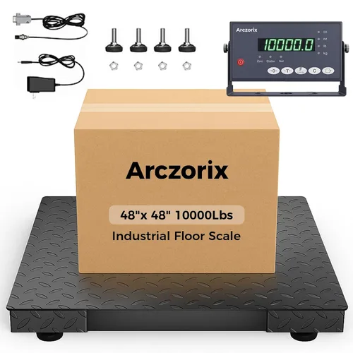 Vista 8 de Báscula de piso industrial de 24 x 24 pulgadas, 2500 libras, báscula de palet de precisión con indicador digital, báscula de pesaje resistente
