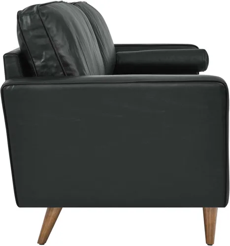 Vista 6 de Modway Valour - Sofá de cuero y espuma densa de 88 pulgadas con acabado negro