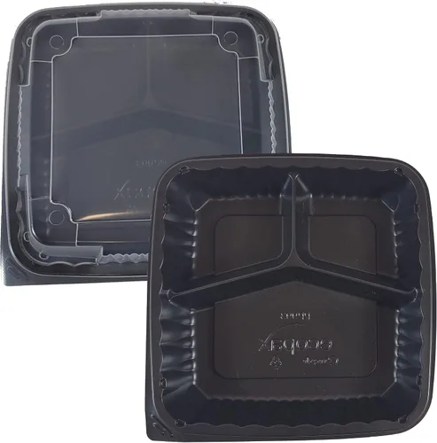 Vista 7 de [80 juegos] Bandeja de servir PP Pebble Box con tapa, contenedor de alimentos (6 x 6 pulgadas, 1 compartimento)