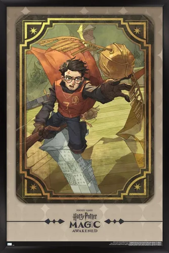 Vista 8 de Trends International Harry Potter: Magic Awakened - Póster de pared de Harry Quidditch, 22.4 pulgadas de largo x 14.7 pulgadas, versión enmarcada