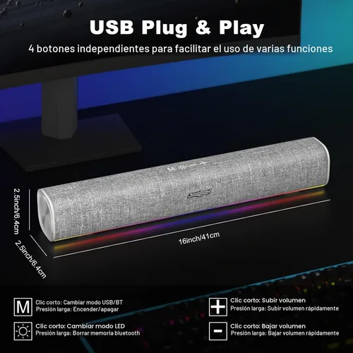Vista 4 de SOULION - Altavoces de computadora para monitor de escritorio USB Plug & Play, color blanco