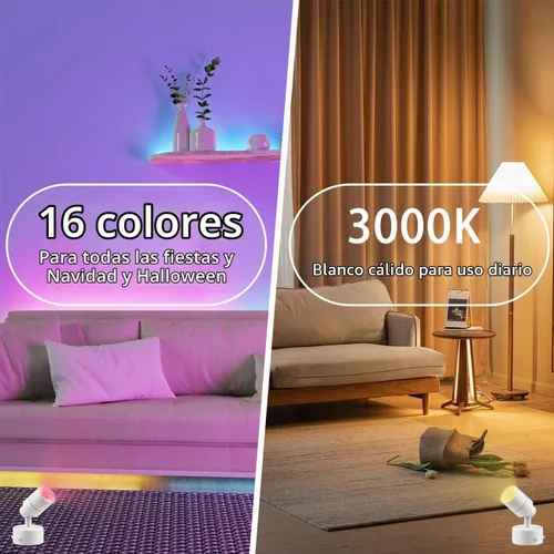 Vista 3 de Foco LED multiusos moderno para escritorio o montaje en pared, luz LED portátil con interruptor de encendido/apagado, bombilla GU10 cable blanco