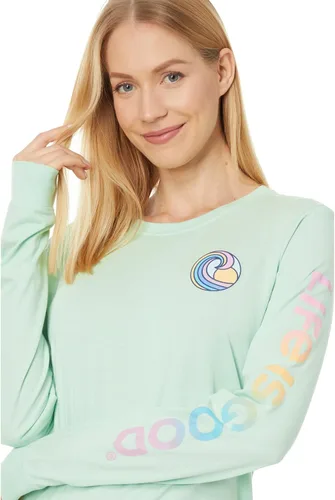 Vista 3 de Life is Good Happiness Comes in Waves Spectrum Long Sleeve Crusher-Lite Tee