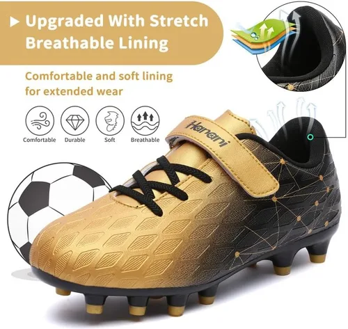 Vista 3 de Hanani Zapatos deportivos de fútbol para niños y niñas, FGAG FGAG, zapatos deportivos de entrenamiento para correr, para interiores y exteriores